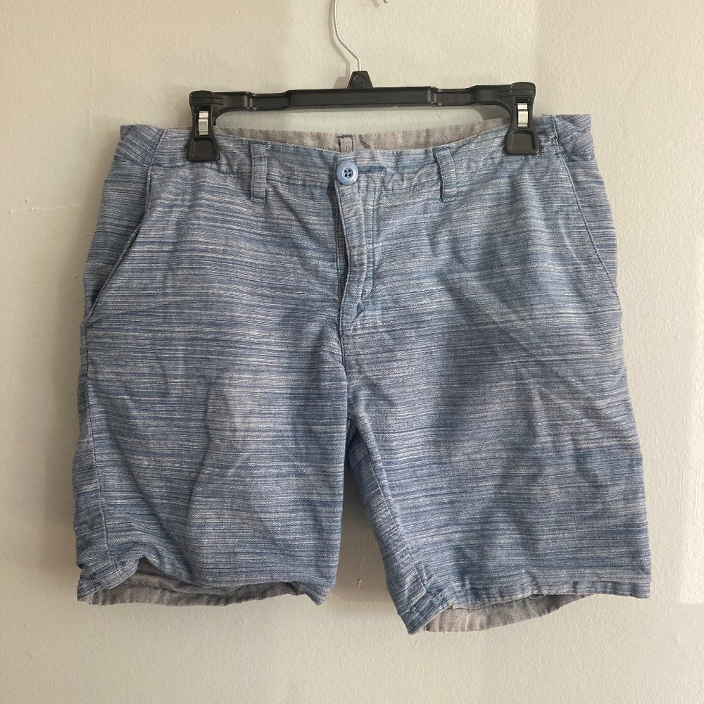 Toad&Co Womens Chambard Shorts Reversible Blue Grey Organic Cotton Size XS